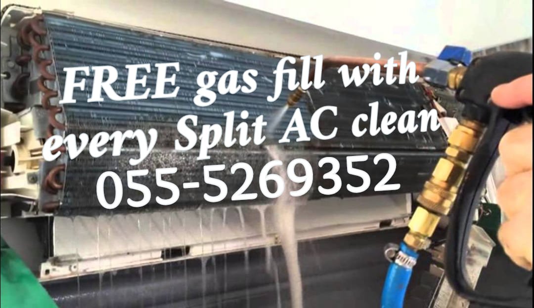 emergency ac services 055-5269352 free gas fill split clean repair maintenance handyman fcu