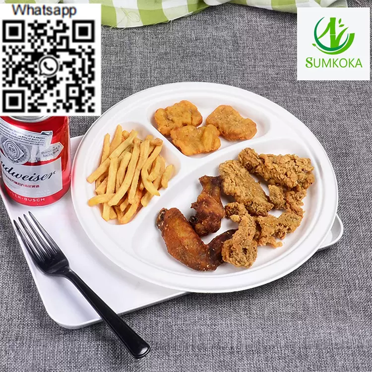 Plate dinner plate disposable plate sugarcane plate