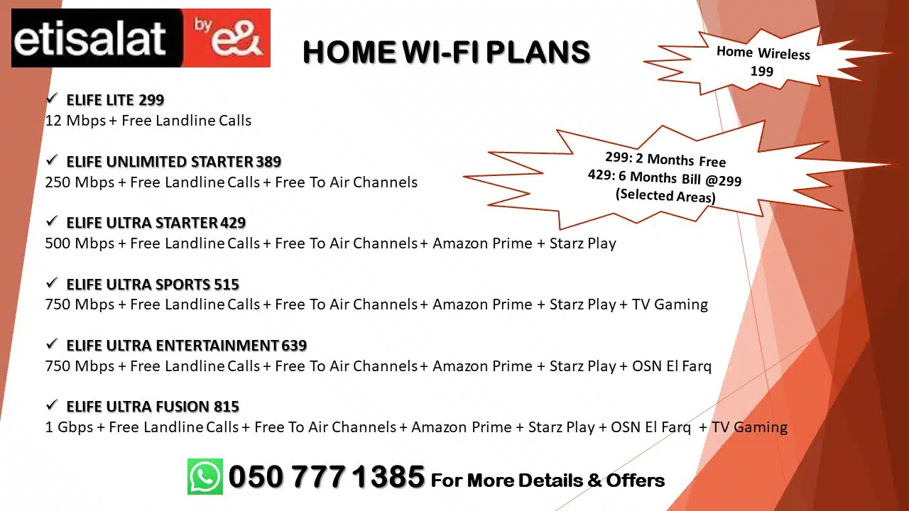 Etisalat Home WIFI Best Offers