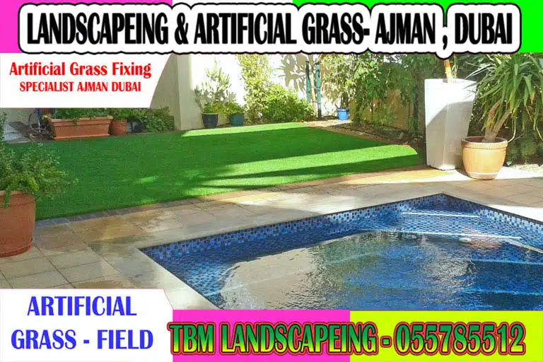 Natural & Realistic Outdoor Indoor Artificial Grass Fixing  Dubai , ajman Sharjah