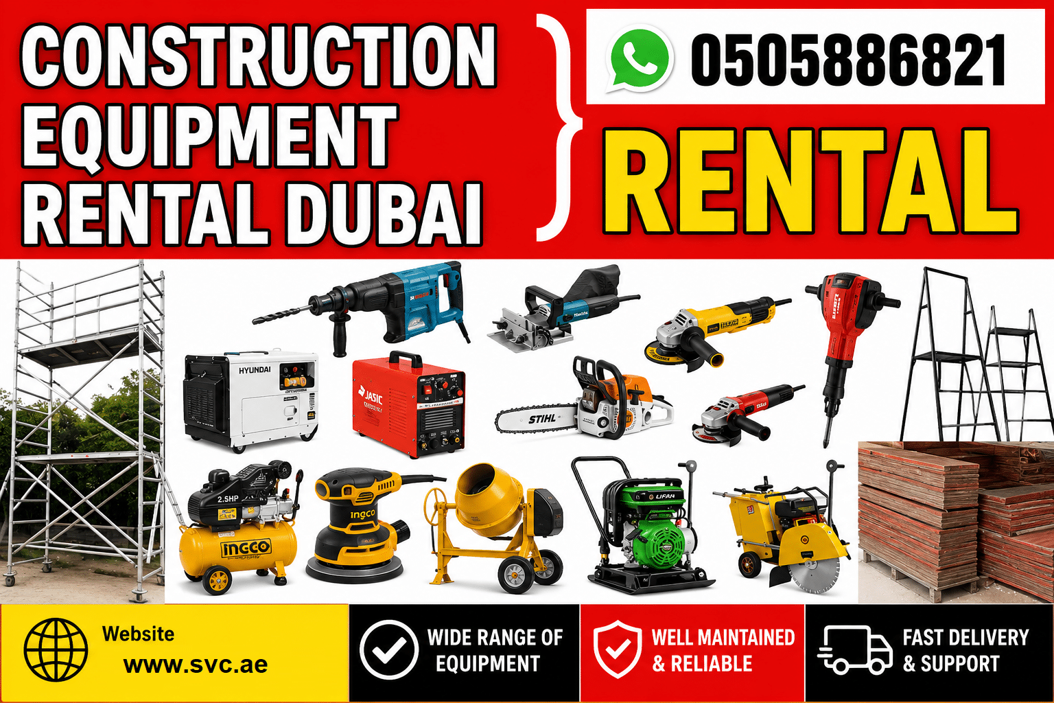 Tools Equipment Rental Sharjah 0505886821
